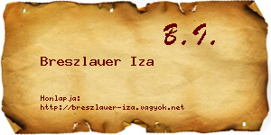 Breszlauer Iza névjegykártya